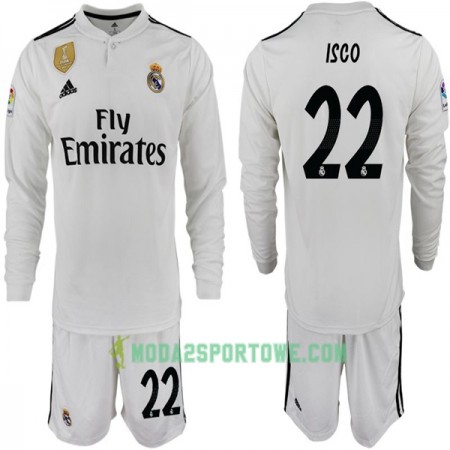 Koszulka Real Madryt ISCO 22 Dziecięcy Domowe Stroje Piłkarskie 2018-2019 Długi Rękaw